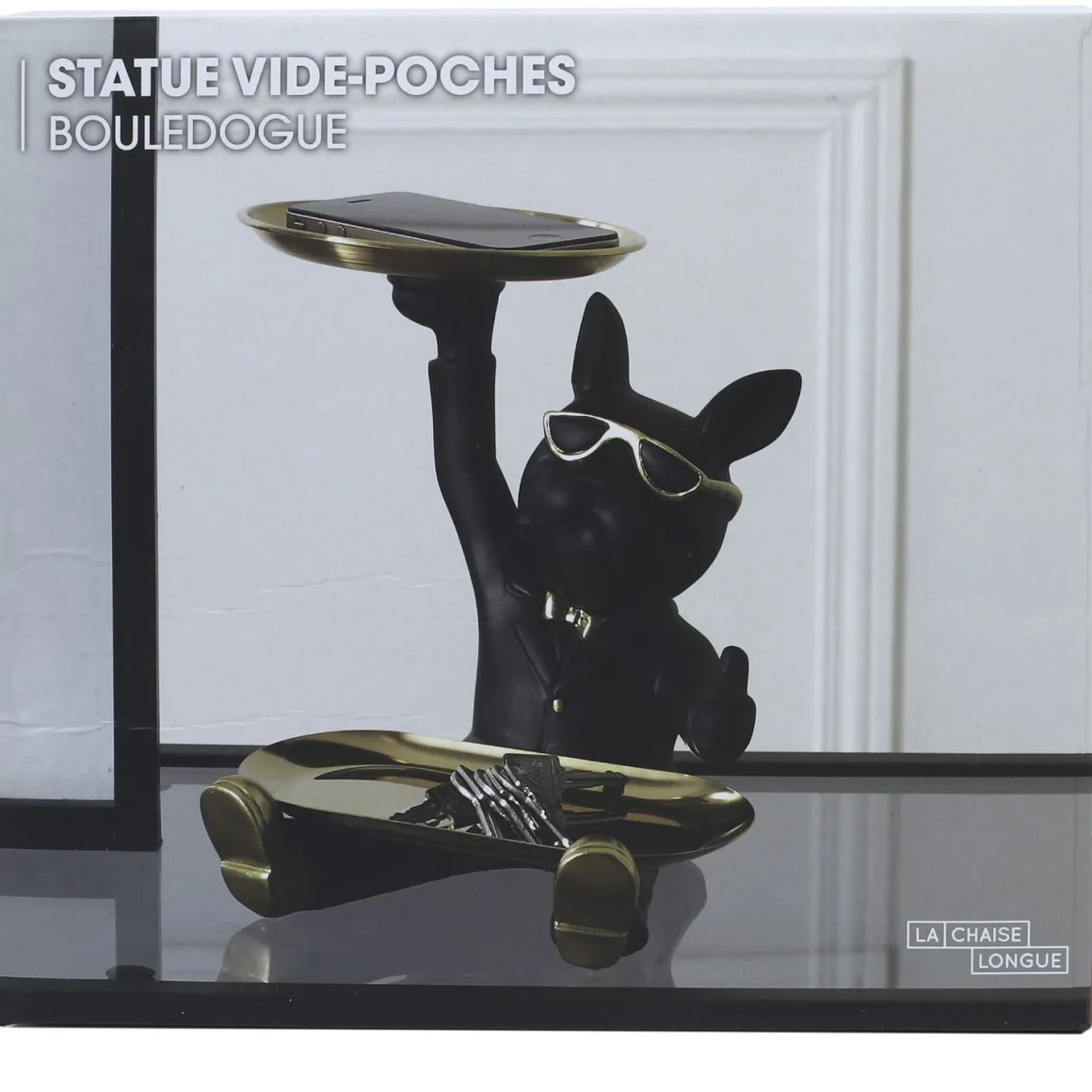 La Chaise Longue Déco-VIDE POCHES BOULEDOGUE 2 PLATEAUX NOIR